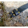 Ceinture en cuir noir véritable avec conchos