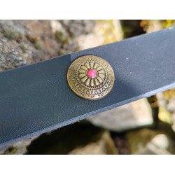 Ceinture en cuir noir véritable avec conchos